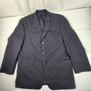 Ralph Lauren Navy Blue Pin Stripe 3 Button Suit Dress Jacket Men's Size 42R